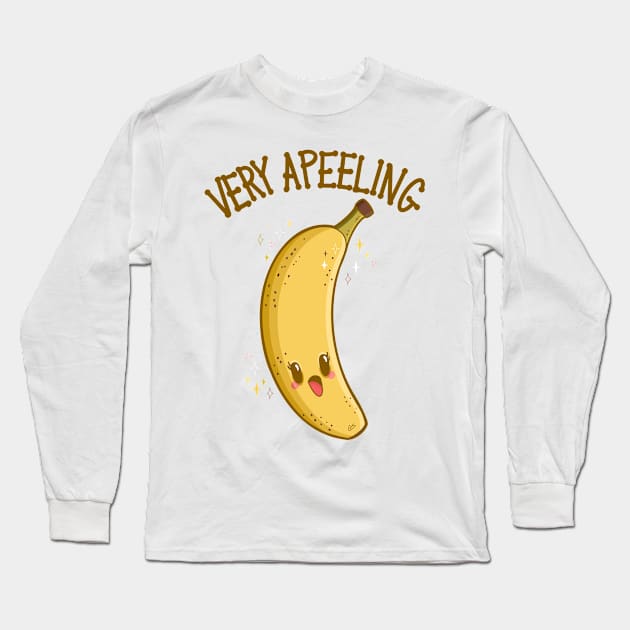 “Very Apeeling” Super Cute Grinning Banana Long Sleeve T-Shirt by CyndiCarlson